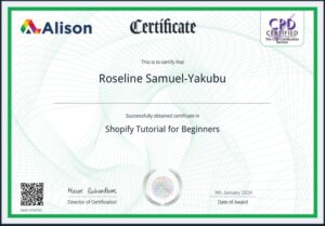 Allison Shopify Certificate